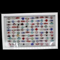 Anillo de dedo de aleación de Zinc, para mujer & con diamantes de imitación, multicolor, 20x20x3mm, 100PCs/Caja, Vendido por Caja