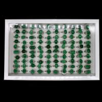 Anillo de dedo de ágata verde, aleación de zinc, con Ágata verde, Ajustable & unisexo, color mixto, 20x20x3mm, 100PCs/Caja, Vendido por Caja