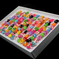 子供の指環, 樹脂, アニマル, 子供のための & ライン石のある, 彩色 100パソコン/ボックス, 売り手 ボックス