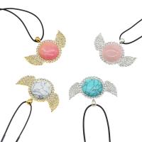 Gemstone Necklaces, Zinc Alloy, with Gemstone & Nylon Cord, Wing Shape, for woman & with rhinestone cm 