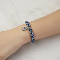 Evil Eye Jewelry Bracelet, Lampwork, with Zinc Alloy, Unisex, blue 
