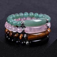 Gemstone Bracelets, Natural Stone, with Elastic Thread & Stainless Steel, fashion jewelry & Unisex 