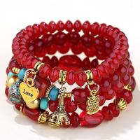 Zinc Alloy Resin Bracelets, with Gemstone & Zinc Alloy, gold color plated, multilayer & for woman 