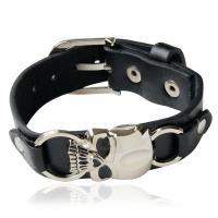 PU Leather Cord Bracelets, with Zinc Alloy, Unisex, black 