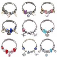 Stainless Steel  European Bracelets, with Resin & Zinc Alloy, plated, for woman & with rhinestone 