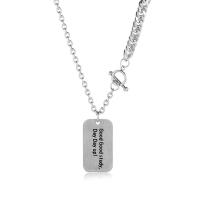 Titanium Steel Sweater Necklace, polished & with letter pattern & for man 
