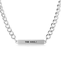 Titanium Steel Necklace, with 1.96 lnch extender chain, polished & with letter pattern & for man 