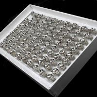 Anillo de dedo de aleación de Zinc, unisexo & con diamantes de imitación, plateado, 200x200x30mm, 100PCs/Caja, Vendido por Caja