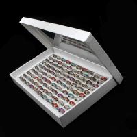 Anillo de dedo de aleación de Zinc, para mujer & con diamantes de imitación, color mixto, 200x200x30mm, 100PCs/Caja, Vendido por Caja