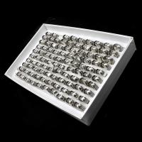 кольцо из цинкового сплава , цинковый сплав, Мужская, серебряный 100ПК/Box, продается Box