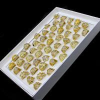 Anillo de dedo de aleación de Zinc, unisexo & con diamantes de imitación, dorado, 200x200x30mm, 50PCs/Caja, Vendido por Caja
