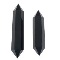 Décoration de pierre perles, Obsidienne, polygone, poli, Double astuce, noire, Vendu par PC