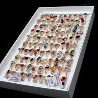 ラインス トーン亜鉛合金指のリング, 亜鉛合金, 女性用 & ライン石のある, ミックスカラー 100パソコン/ボックス, 売り手 ボックス
