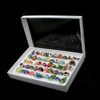 Emaille Zink Legierung Finger Ring, Zinklegierung, mit Harz & Emaille, für Frau & mit Strass, gemischte Farben, 200x200x30mm, 50PCs/Box, verkauft von Box