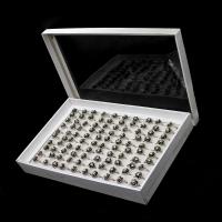 Anillo de dedo de aleación de Zinc, para mujer & con diamantes de imitación, plateado, 200x200x30mm, 100PCs/Caja, Vendido por Caja