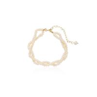 Perlen Armbänder, Natürliche kultivierte Süßwasserperlen, mit Eisen, für Frau, weiß, Länge:25.1 cm, verkauft von PC
