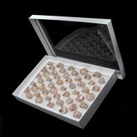 Anillo de dedo de aleación de Zinc, para mujer & con diamantes de imitación, dorado, 200x200x30mm, 50PCs/Caja, Vendido por Caja