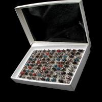 ラインス トーン亜鉛合金指のリング, 亜鉛合金, 女性用 & ライン石のある, ミックスカラー 100パソコン/ボックス, 売り手 ボックス