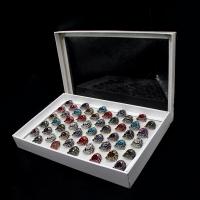ラインス トーン亜鉛合金指のリング, 亜鉛合金, 女性用 & ライン石のある, ミックスカラー 50パソコン/ボックス, 売り手 ボックス