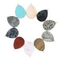 Подвески из натуральных камни и латуни, Латунь, с Полудрагоценный камень, Каплевидная форма, Много цветов для выбора 0c продается PC