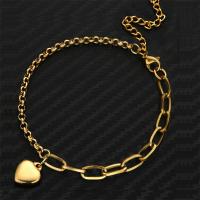 Stainless Steel Charm Bracelet, Heart, plated, fashion jewelry & for woman 