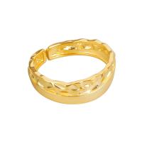 Brass Open Finger Ring, plated, for woman & hammered 5.5mm 