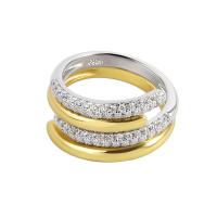 metal Anillo de dedo Cuff, chapado, Ajustable & desmontable & para mujer & con diamantes de imitación, 7.5mm, Vendido por UD