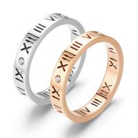 Titanium Steel Finger Ring, plated, fashion jewelry & Unisex & with rhinestone 4mm 