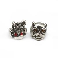 Zinc Alloy Finger Ring, Skull, for man & with rhinestone, silver color 