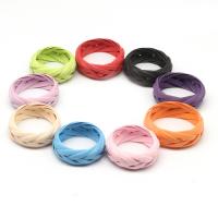 PU Leather Finger Ring, braided & for woman, multi-colored 
