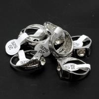 Zinc Alloy Finger Ring, Unisex & with rhinestone, silver color 