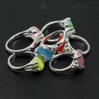 Cats Eye Zinc Alloy Finger Ring, with Cats Eye, Unisex, mixed colors 
