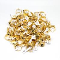 Resin Zinc Alloy Finger Ring, with Resin, for woman & with rhinestone, golden 