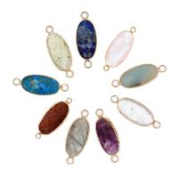 Connecteur de pierre gemme, laiton, avec pierre gemme, ovale allongé, facettes, plus de couleurs à choisir Vendu par PC