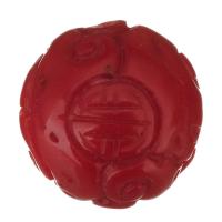 Carved Natural Coral Beads, red, 19mm Approx 1.5mm 