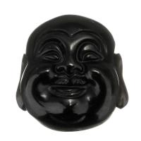 Schwarze Obsidian Perlen, Buddha, schwarz, 19x20x13mm, Bohrung:ca. 2.5mm, verkauft von PC