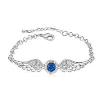 Zinc Alloy Rhinestone Bracelets, with 1.57inch extender chain, Angel Wing, fashion jewelry & for woman & with rhinestone .3 Inch 