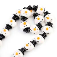 Refined Lampwork Beads, Snowman, printing, DIY, white Approx 1.5mm 