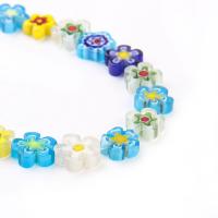 Millefiori Scheibe Lampwork Perlen, Plum Blossom, Kunstdruck, DIY, gemischte Farben, Bohrung:ca. 1mm, Länge:38 cm, verkauft von Tasche