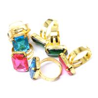 Resin Zinc Alloy Finger Ring, with Resin, Adjustable & for woman, mixed colors 