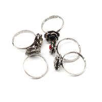 ラインス トーン亜鉛合金指のリング, 亜鉛合金, 花形, 調整 & 女性用 & ライン石のある, シルバー 100パソコン/バッグ, 売り手 バッグ