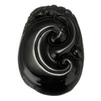 Black Obsidian Pendants, Carved, black Approx 1mm 