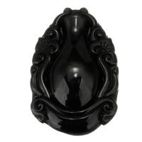 Black Obsidian Pendants, Carved, black Approx 1mm 