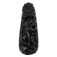 黒い黒曜石のペンダント, 黒曜石, 彫刻, ブラック 穴:約 1mm, 売り手 パソコン