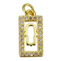 Cubic Zirconia Micro Pave Brass Pendant, Rectangle, gold color plated, micro pave cubic zirconia & hollow Approx 2.5mm 