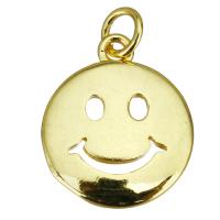 Brass Jewelry Pendants, Smiling Face, gold color plated, hollow Approx 3.5mm 