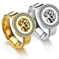 Anilo de dedo de acero inoxidable, para mujer & con diamantes de imitación, más colores para la opción, Vendido por UD
