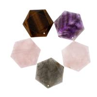 Mixed Gemstone Pendants, Hexagon, faceted 