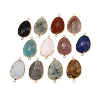 Gemstone Connector, Zinc Alloy, with Gemstone, Teardrop, faceted 