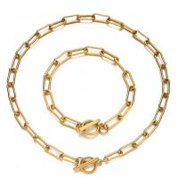 Fashion Stainless Steel Jewelry Sets, bracelet & necklace, 2 pieces & fashion jewelry & Unisex 
